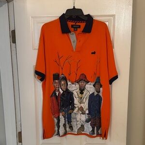 Akoo Orange Polo with Graphic Design